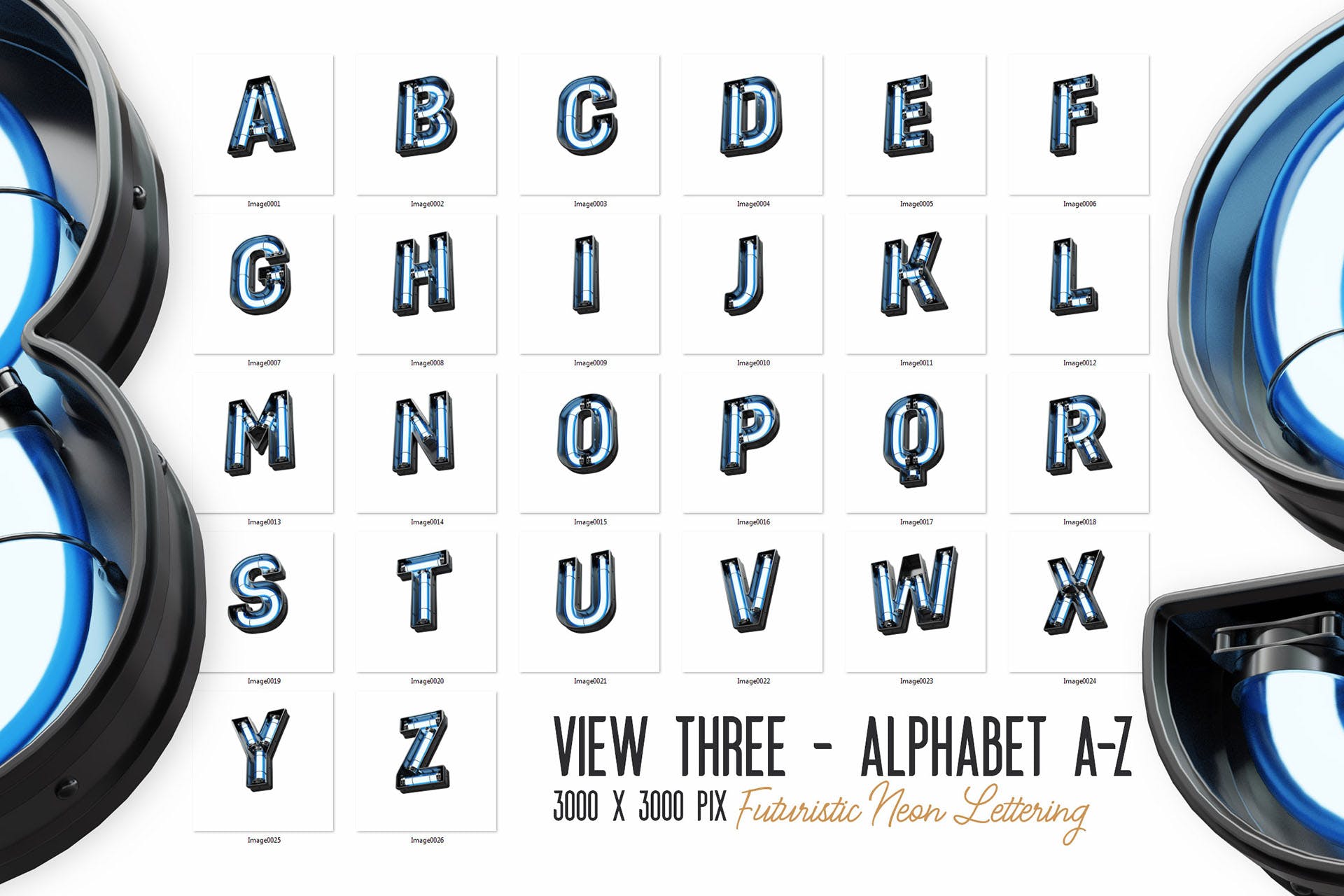 未来霓虹3D字体视图3