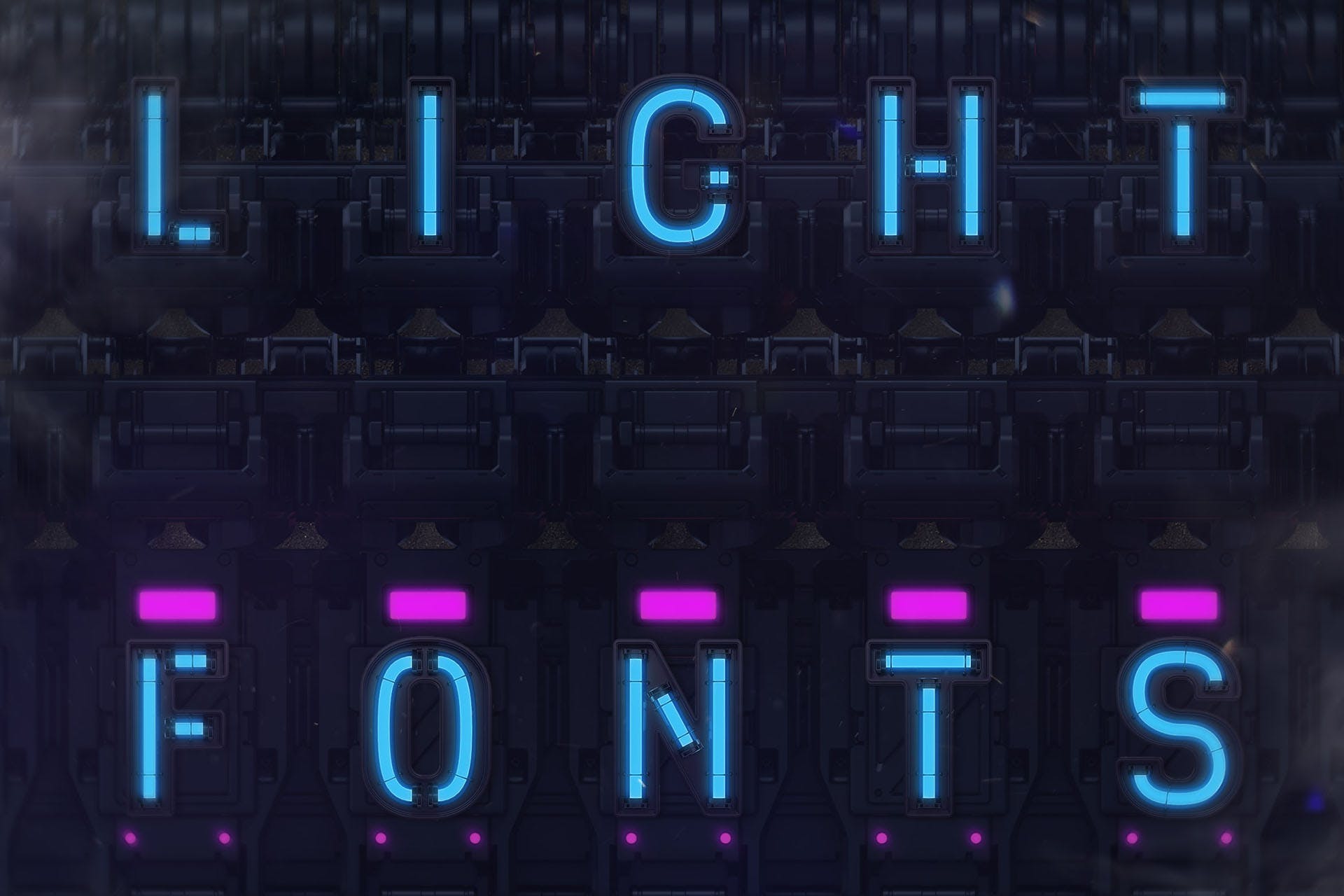 未来霓虹灯3D字体视图1