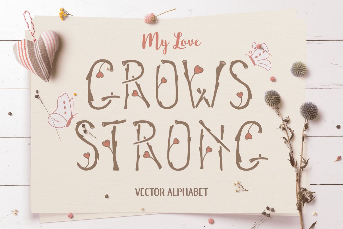 优雅简约时尚清新可爱情人节爱心英文字体插画集合（AI，EPS，PSD，SVG）