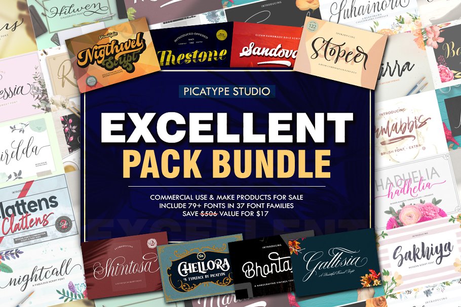 37款不同风格的字体巨无霸捆绑包