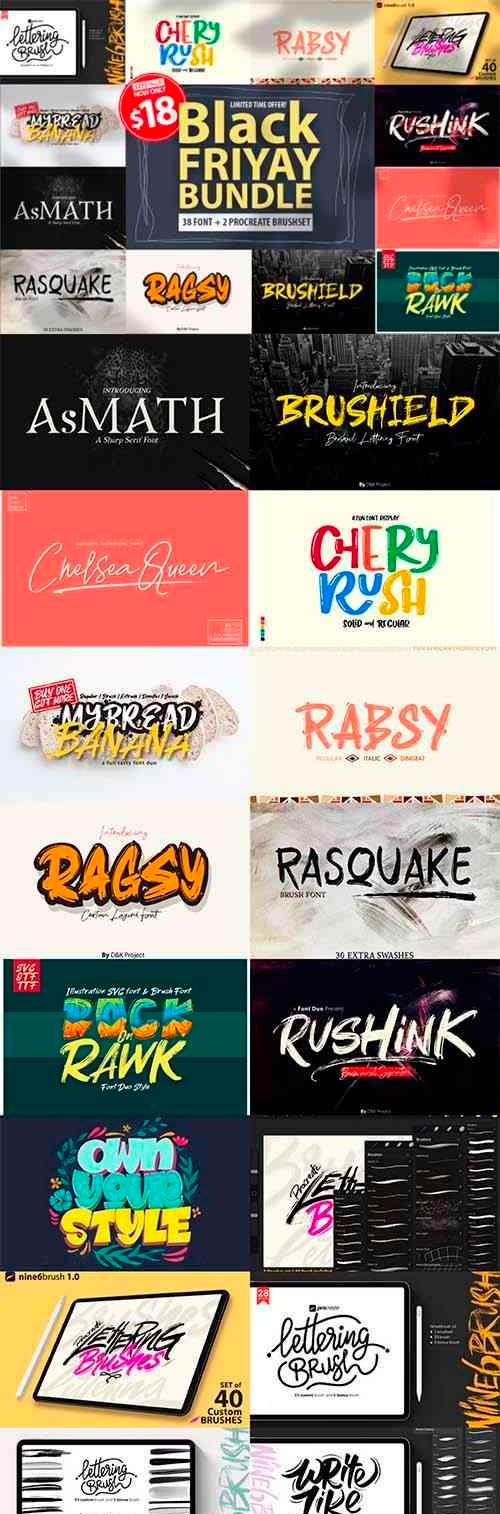 黑五特别字体与Procreate笔刷合集下载[otf,ttf,brushset]
