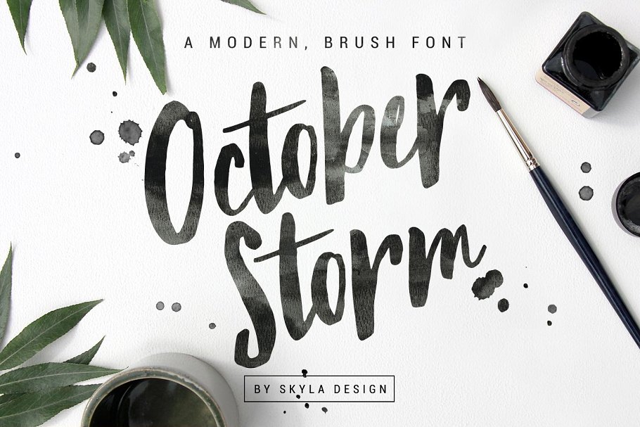 手写笔刷字体 October Storm, Modern brush font