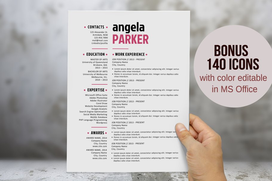 大标题的简历模板 Large name 3 in 1 resume template