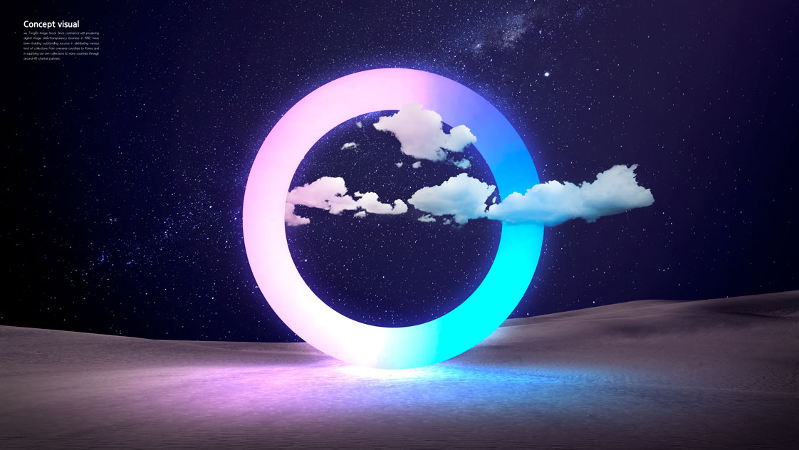 双色光环沙漠星空概念视觉海报设计模板