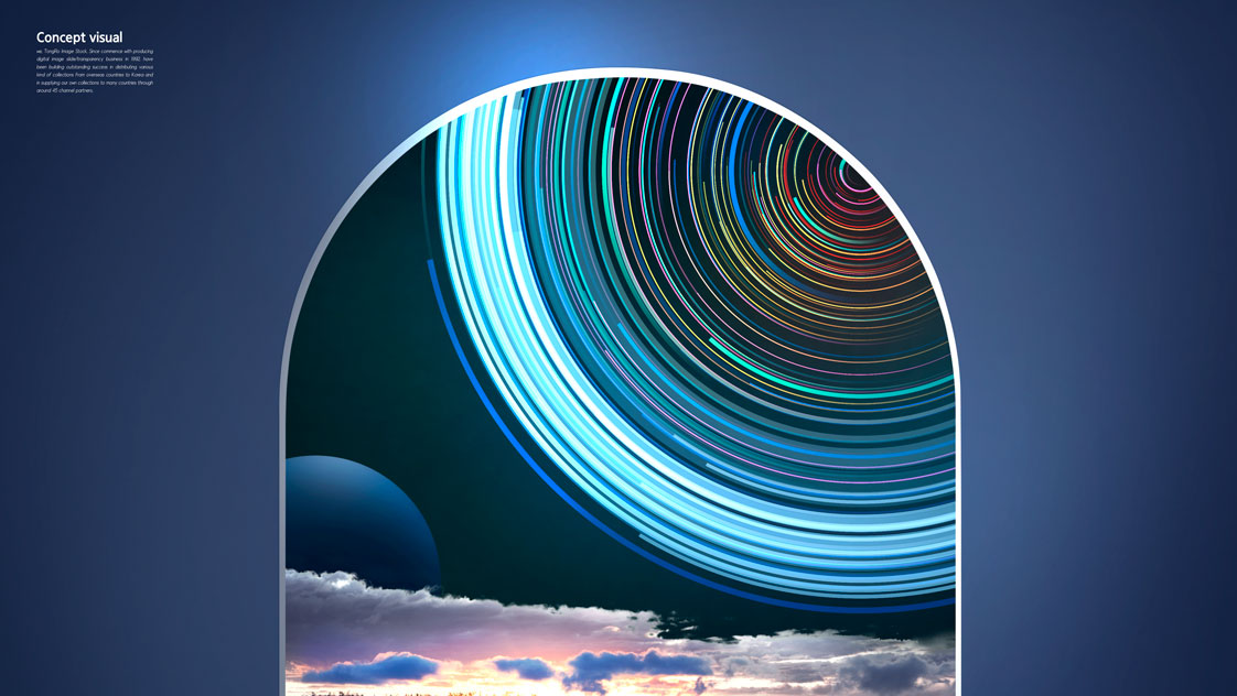 彩色圆弧星际空间概念视觉海报设计模板