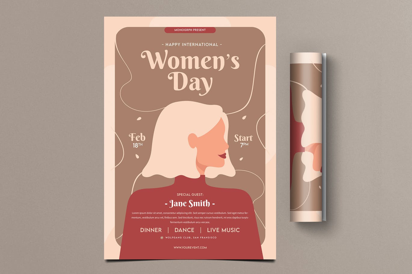 高品质的时尚高端清新三八女王节妇女节海报设计模板-PSD