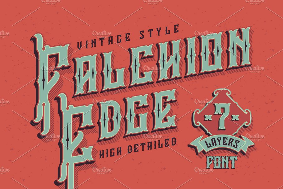 复古设计字体 Layered typeface "Falchion Edge"