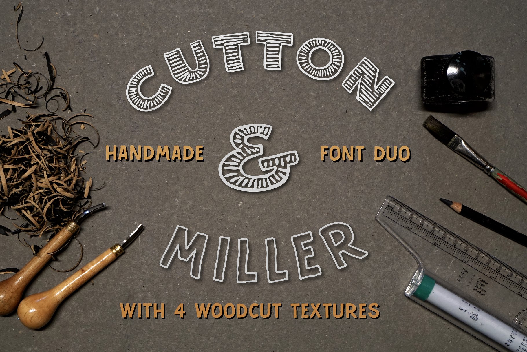 可爱的复古字体 Cutton & Miller Font Duo