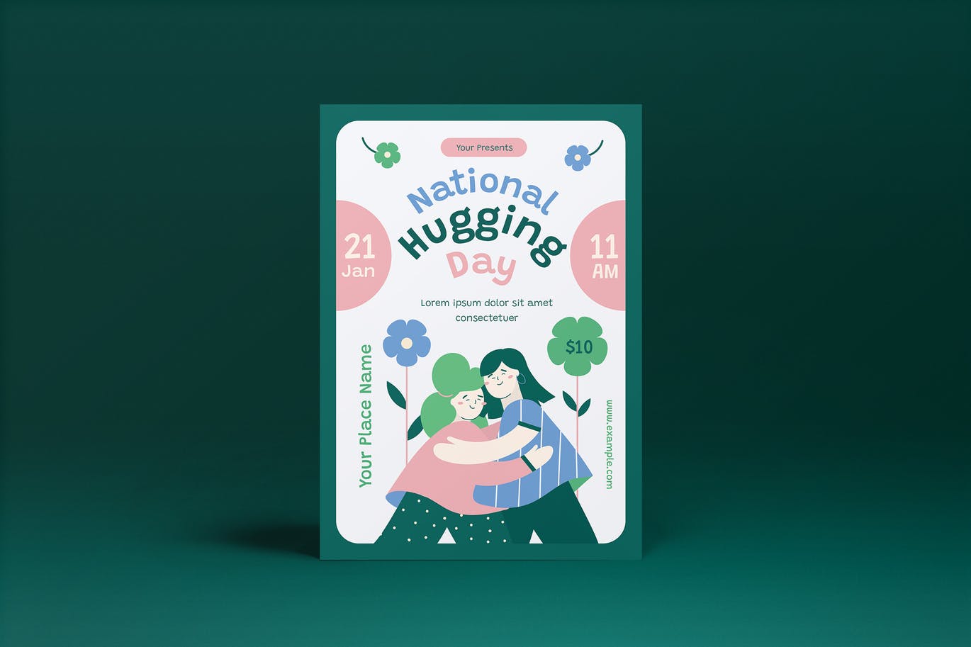 高品质的时尚清新优雅简约拥抱海报设计模板-AI,PSD