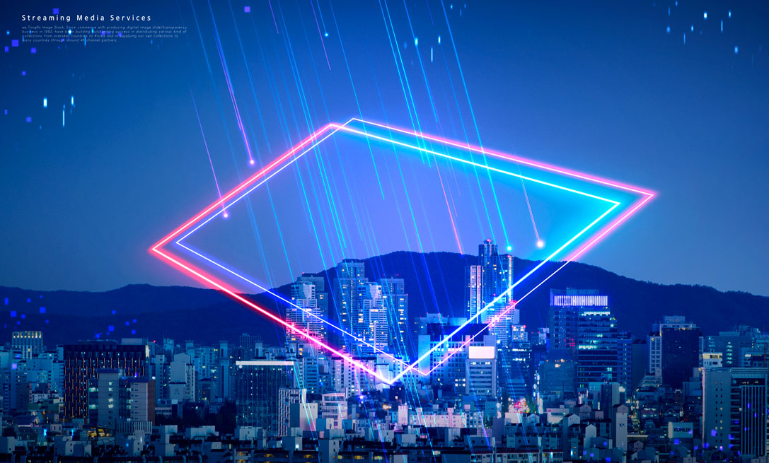 霓虹线条城市夜景海报设计模板