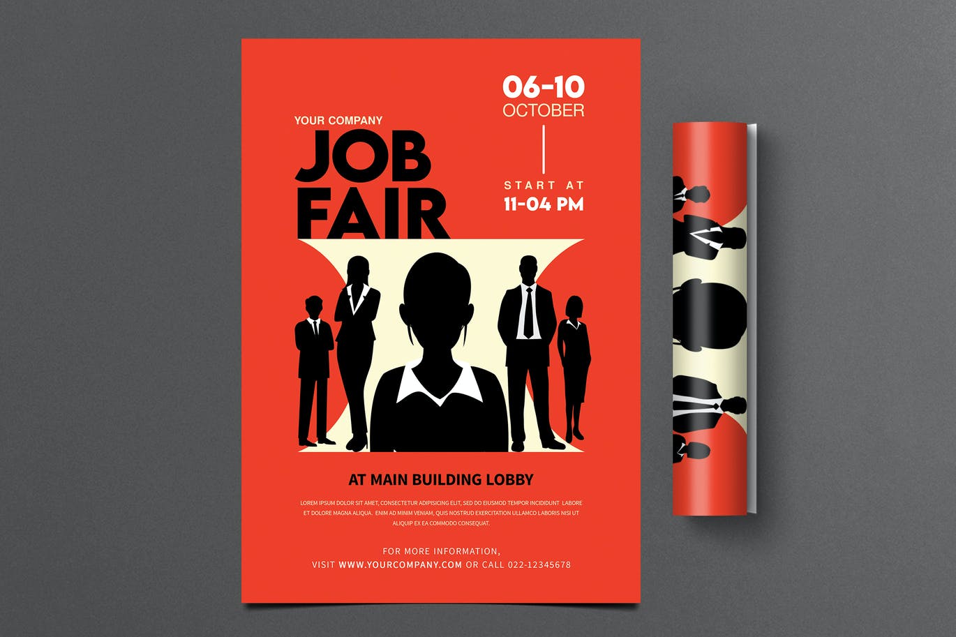 时尚高端职场招聘海报设计模板-PSD