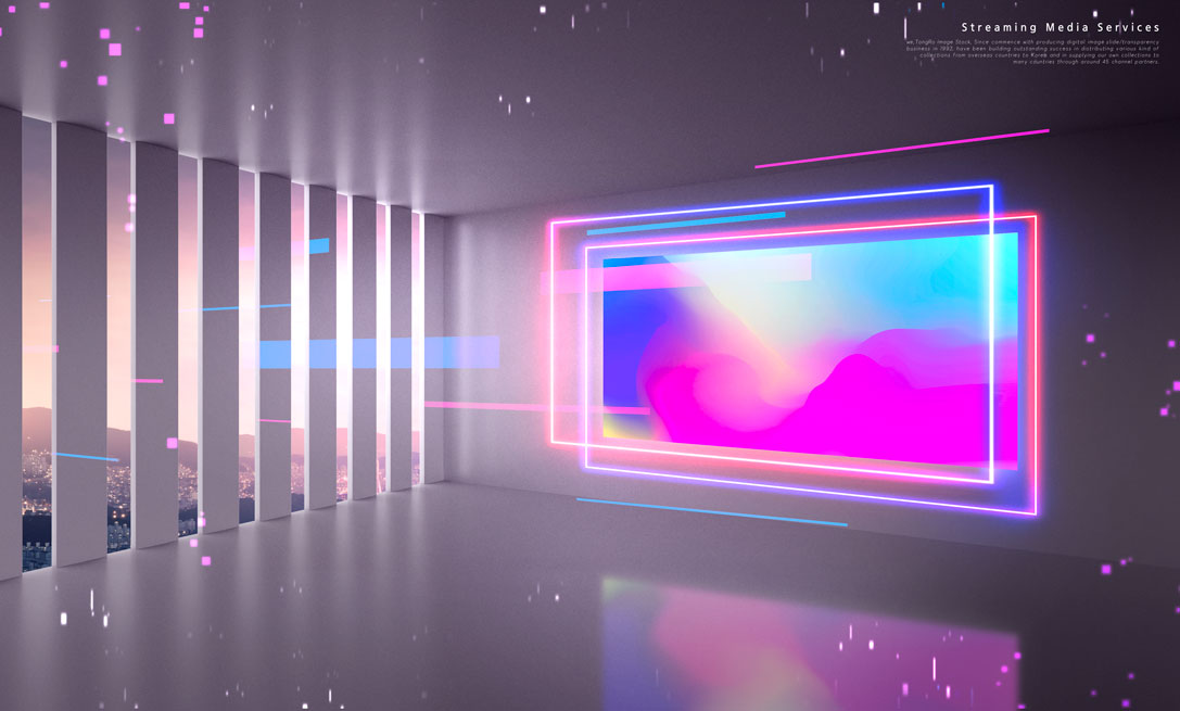 渐变霓虹屏幕抽象空间海报设计模板