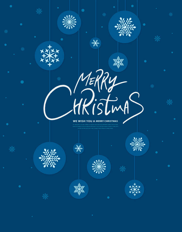 雪花装饰球圣诞海报设计模板