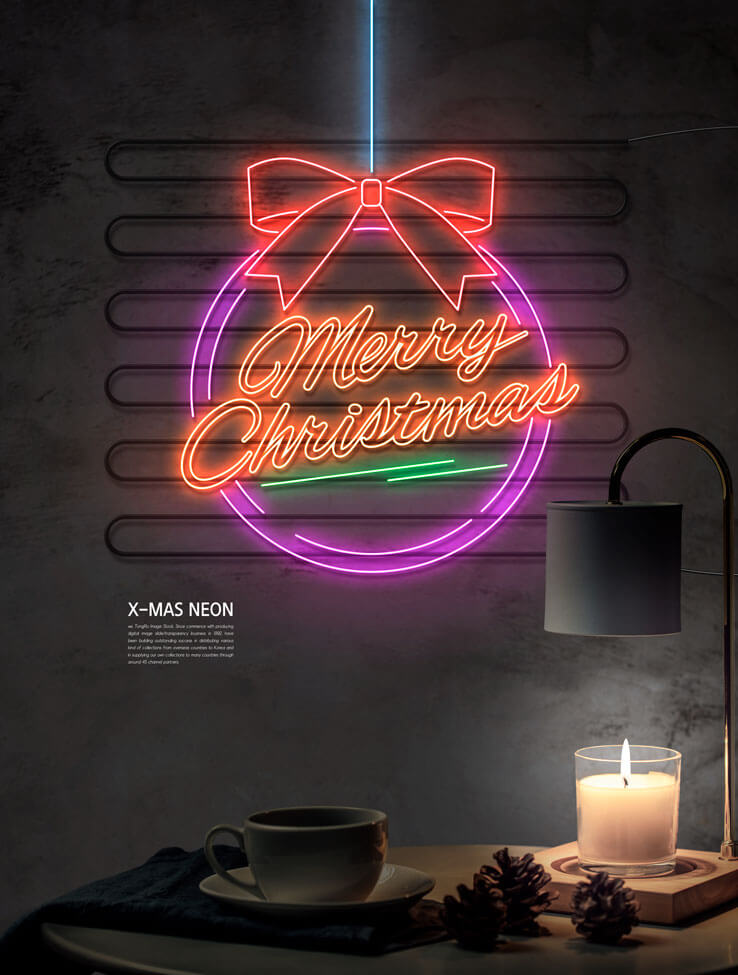 圣诞快乐Logo霓虹灯海报素材