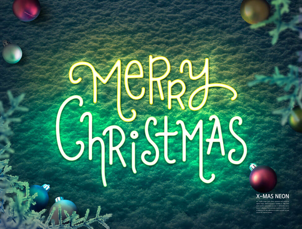 圣诞快乐主题霓虹灯海报素材