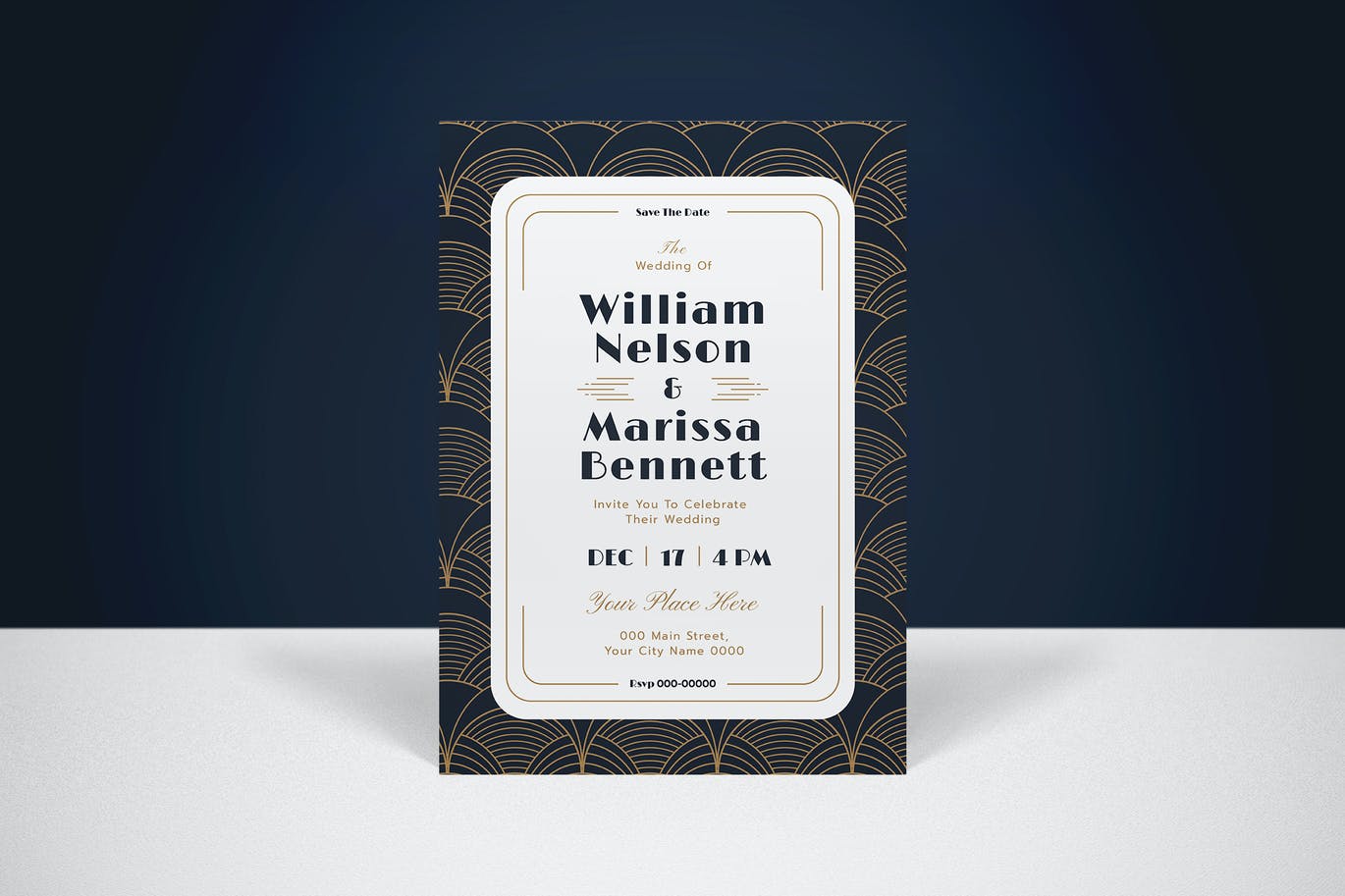 高品质的时尚高端专业优雅高端婚礼请柬海报设计模板-AI,PSD