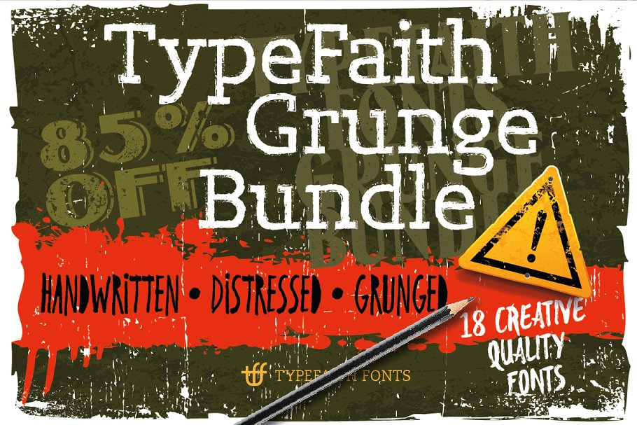 创意肌理字体设计 TFF Grunge Bundle