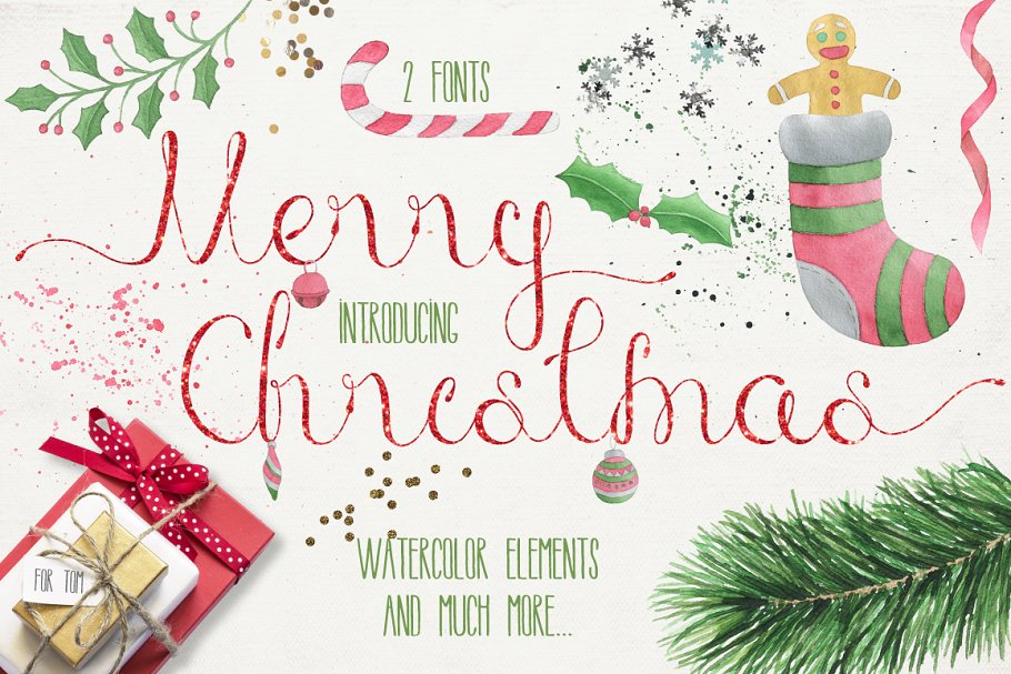 圣诞节手写字体 Merry Christmas [2 fonts] Pro