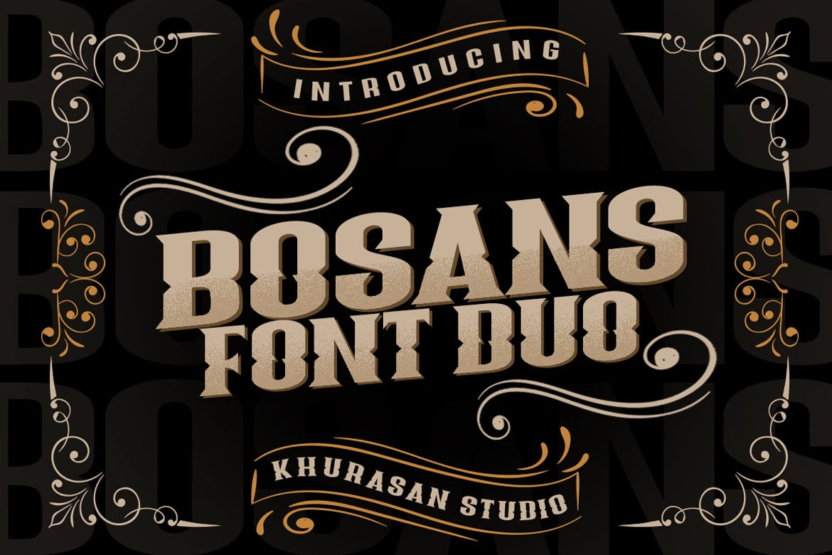 时尚高端欧式复古风格的Bosans字体二重奏