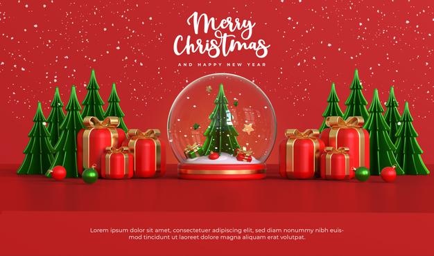 雪球/圣诞树/礼品装饰圣诞设计素材[psd]