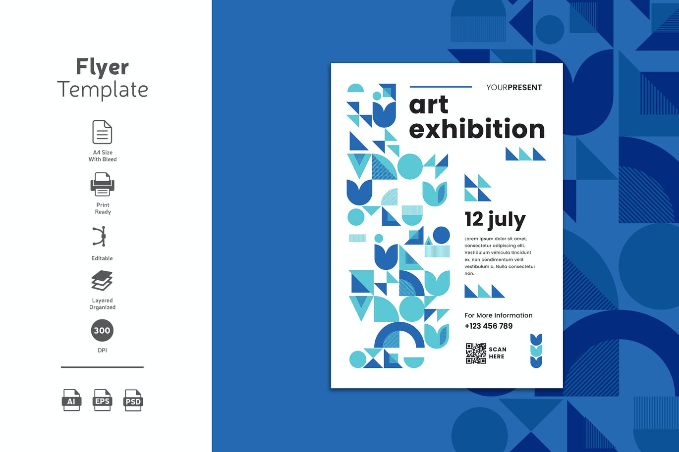 高品质的时尚高端简约清新艺术海报设计模板-AI, EPS, PSD