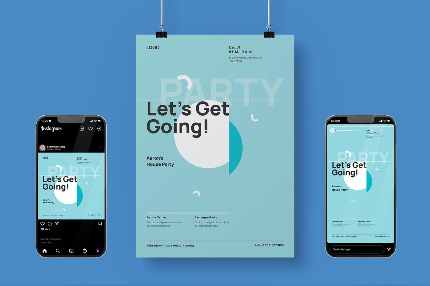 高品质的时尚高端简约清新海报设计模板-AI, EPS, PSD