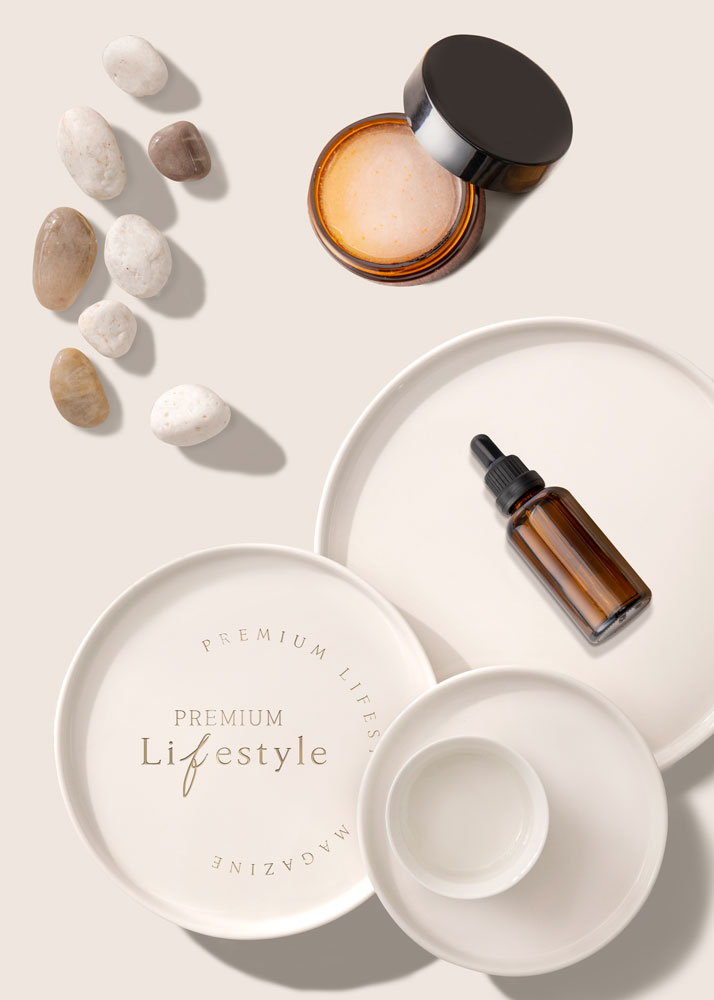 化妆品&家庭碗碟极简海报设计模板