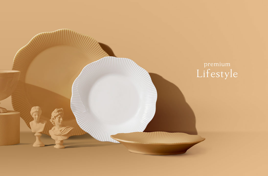 艺术雕塑&餐盘海报设计模板