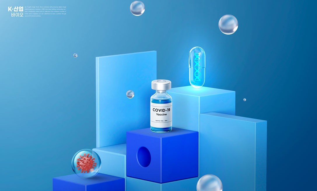 蓝色场景新冠疫苗海报素材