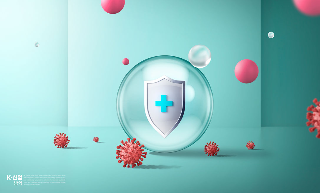 新冠病毒盾牌防护主题海报素材