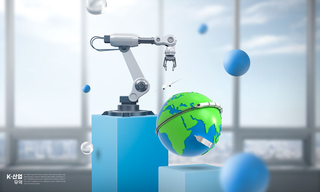 地球未来发展概念机械手海报素材