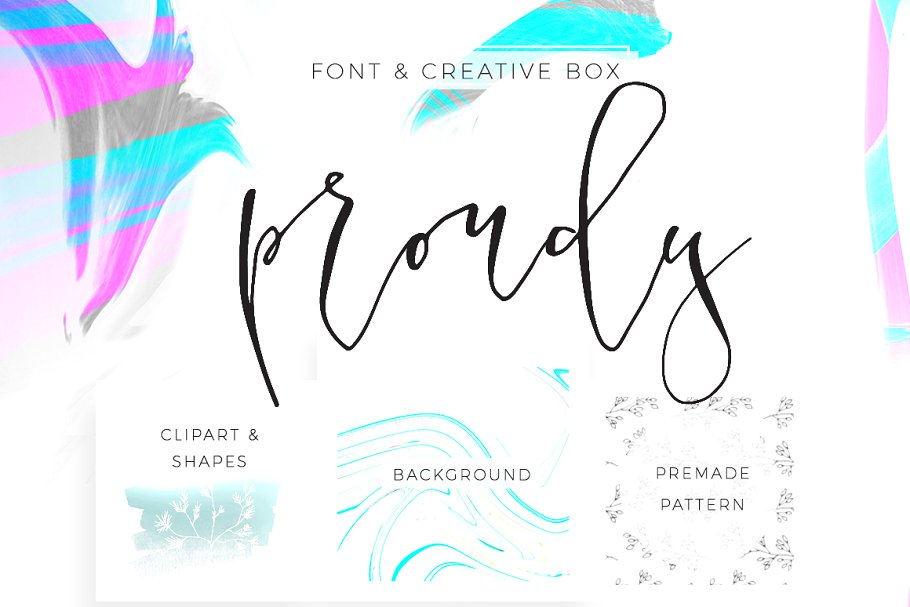 创意手写字体 Proudy Font Creative Box and Freebie