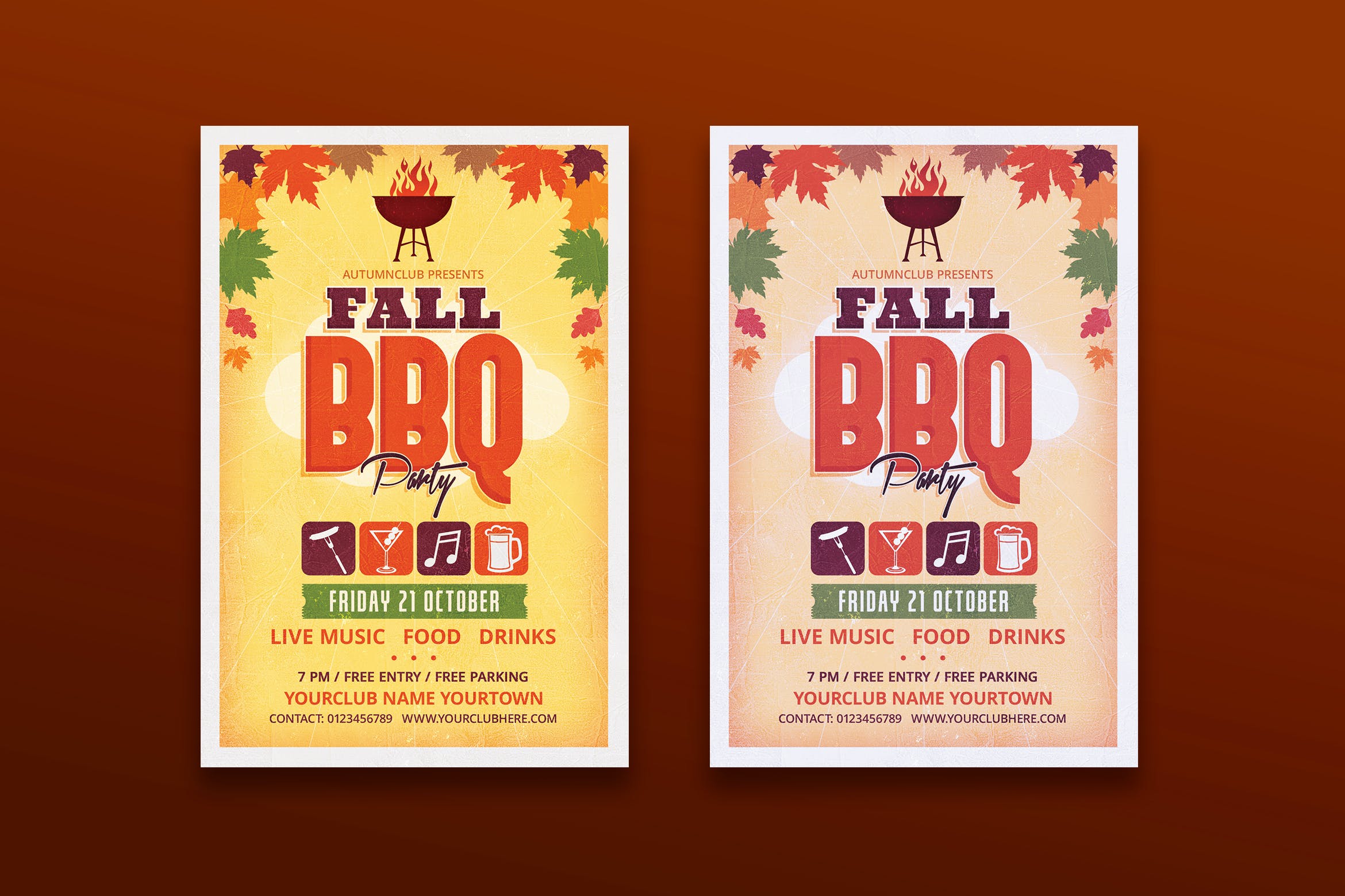 秋季烧烤活动海报模板