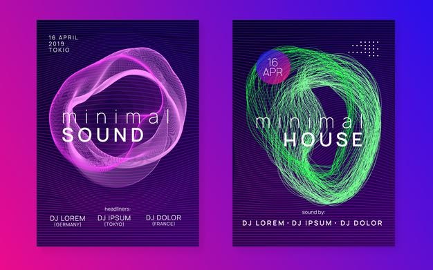 抽象流体线条形状DJ音乐派对活动海报设计[eps]