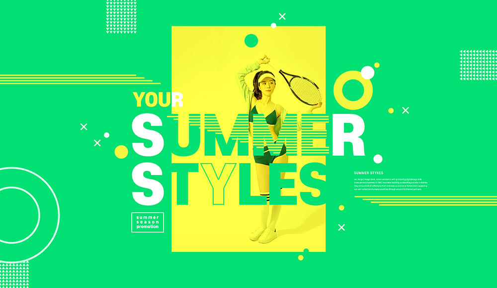 绿色清新风格夏季运动推广海报设计模板