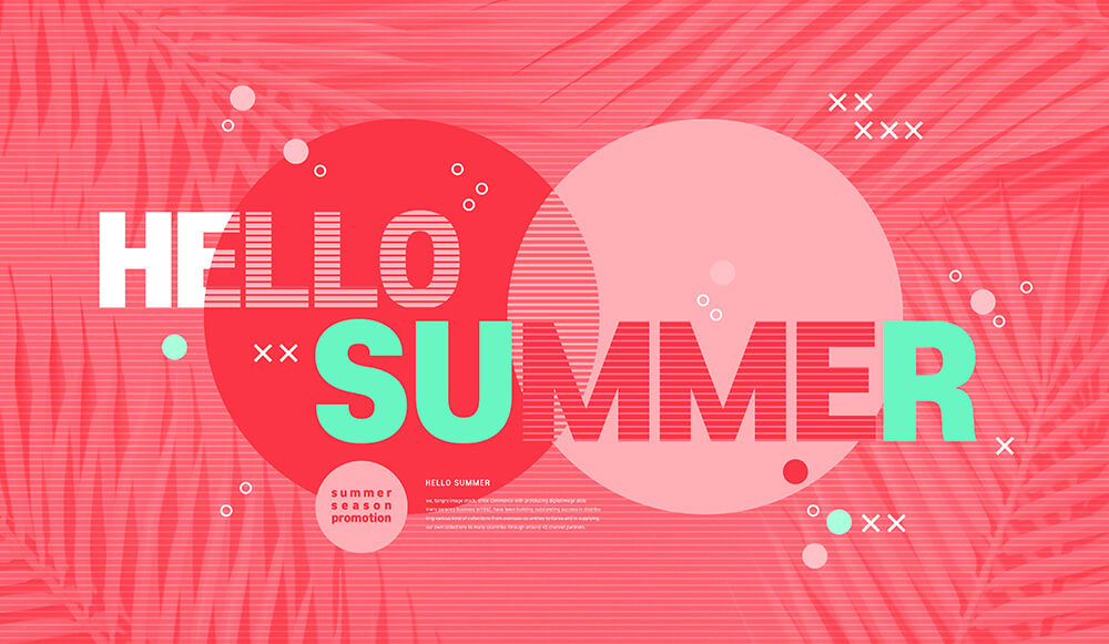 热带元素夏季主题红色海报Banner设计模板