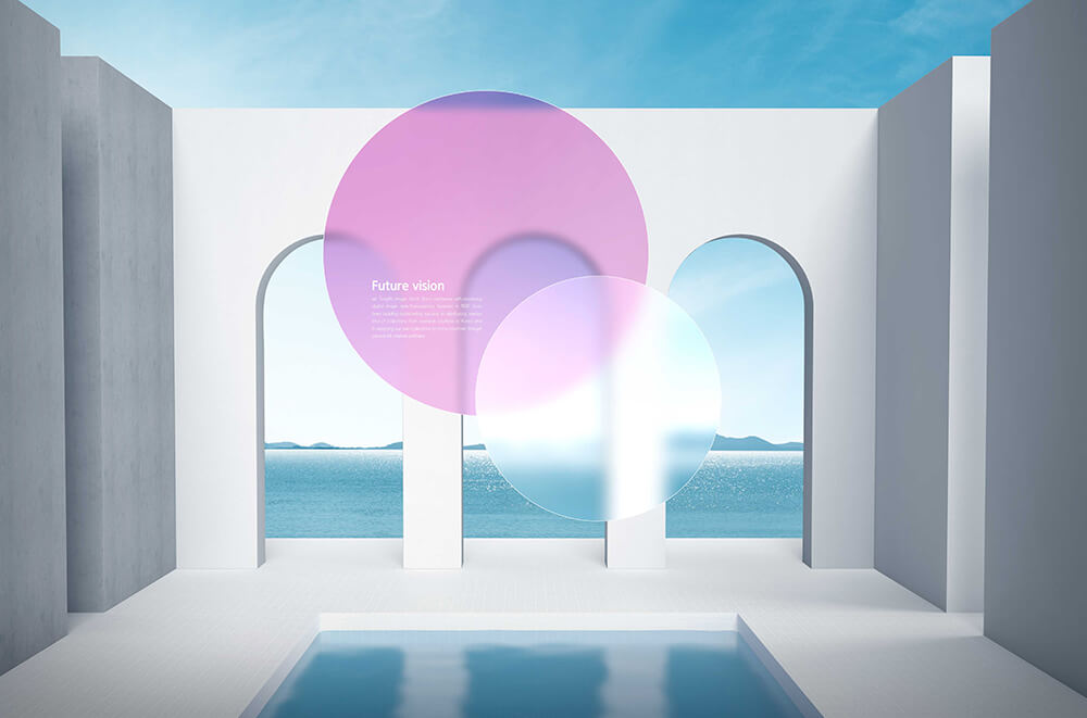 创意白色拱门抽象风景海报设计模板