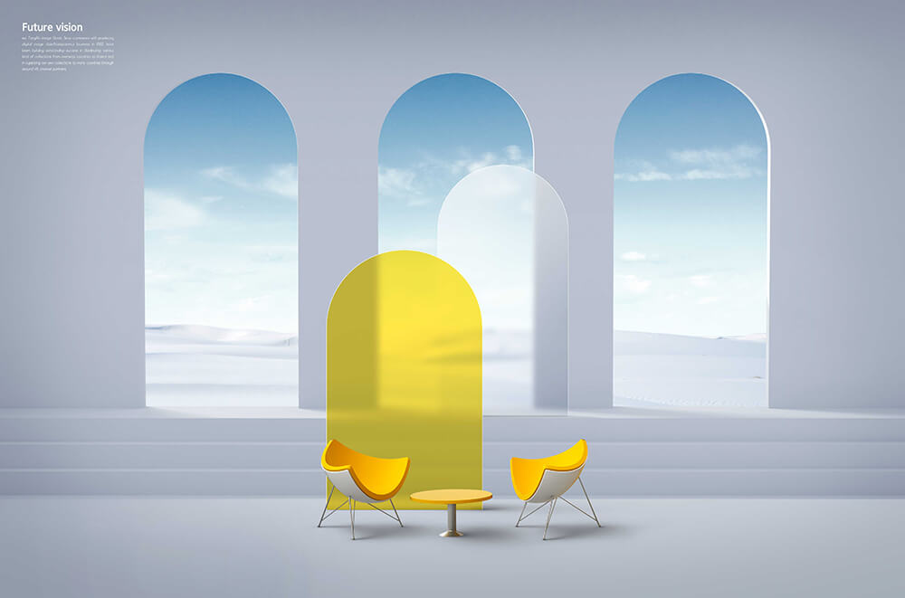 白色沙漠极简场景海报设计模板