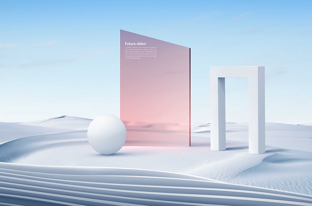 创意场景白色沙漠未来风格海报设计模板