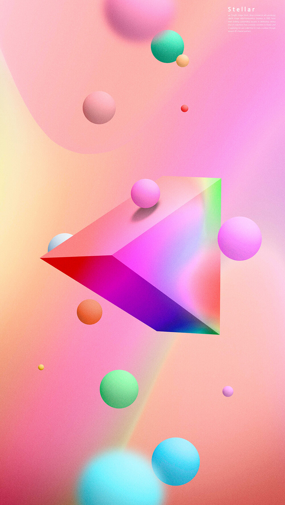 渐变三角形&球体元素创意海报设计模板