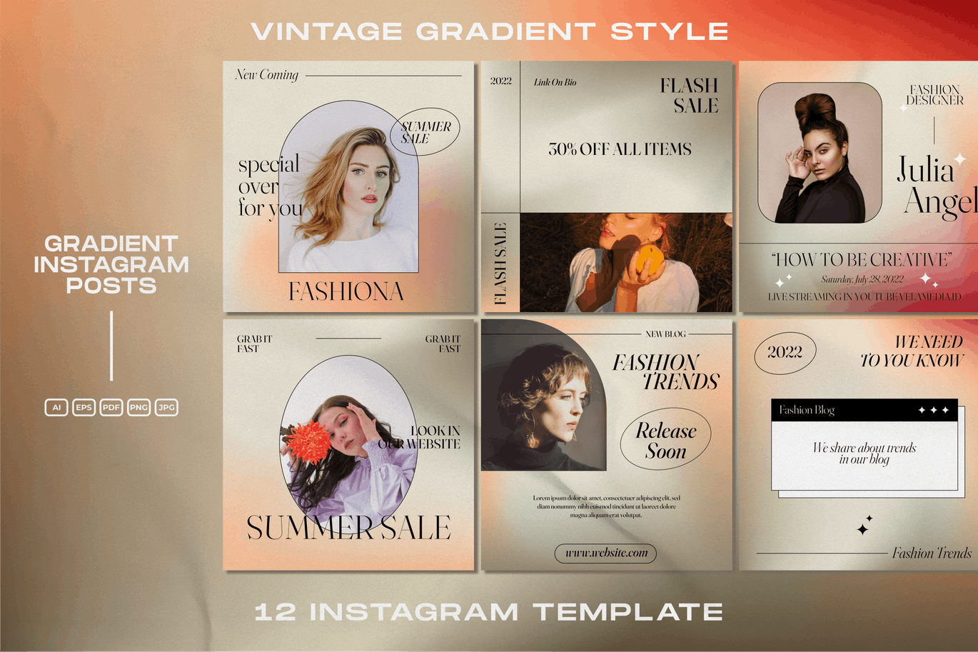 时尚高端优雅复古质感的Instagram社交媒体banner海报设计模板