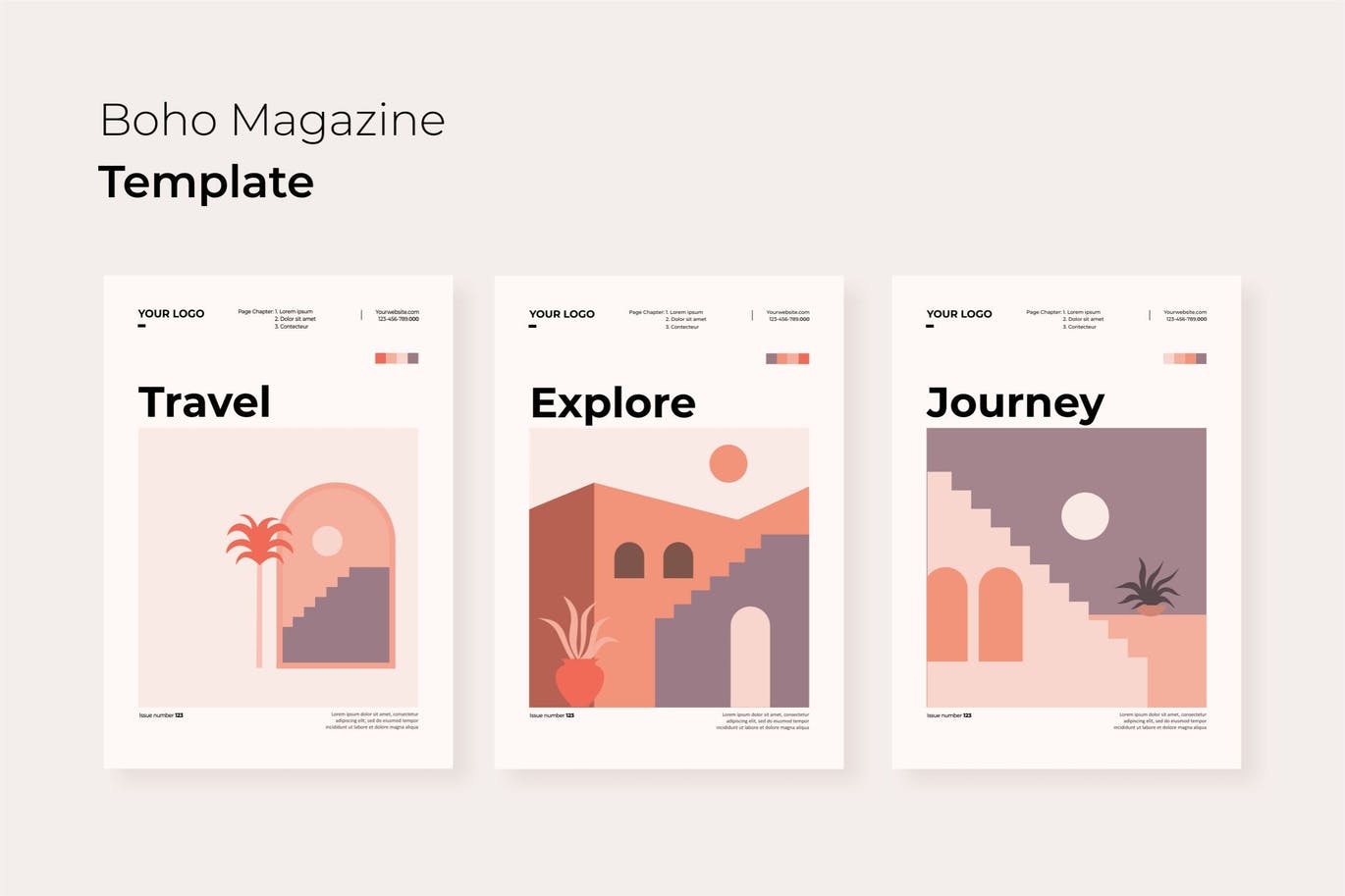 时尚高端清新简约波西米亚风格优雅海报设计模板-AI