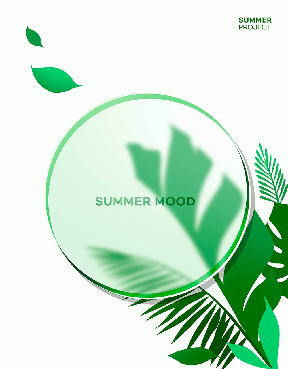 绿植圆形玻璃元素夏季海报设计模板