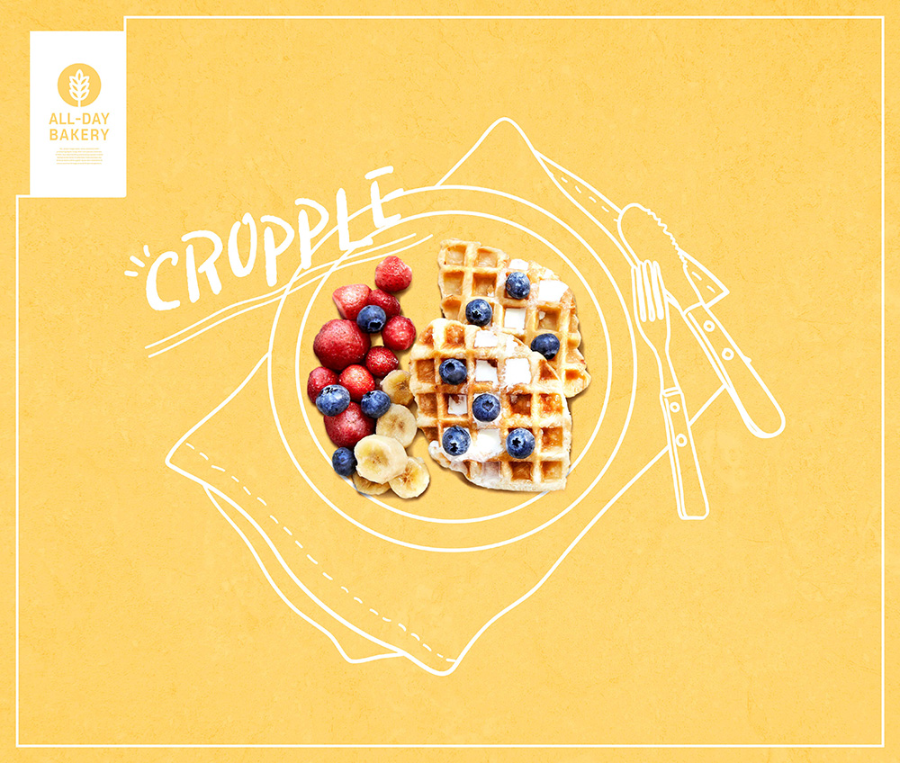 水果华夫饼早餐食品广告海报设计模板