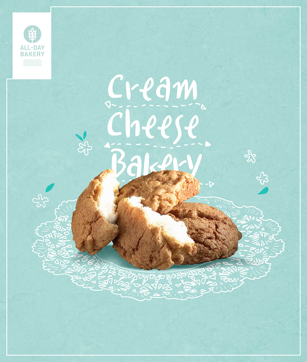 奶油奶酪面包食品海报设计