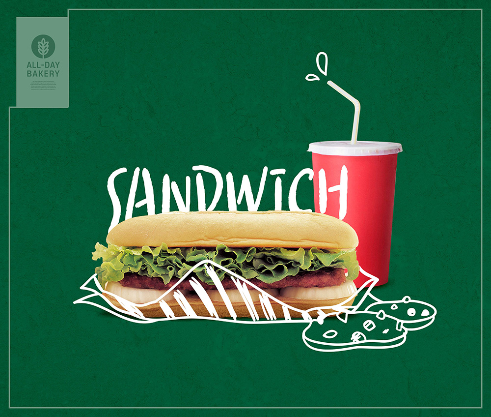 三明治西式快餐早点食品海报设计
