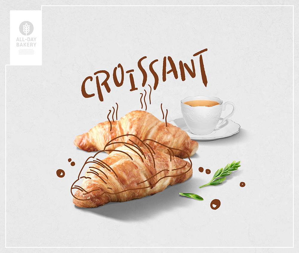 羊角面包烘焙面包食品海报设计