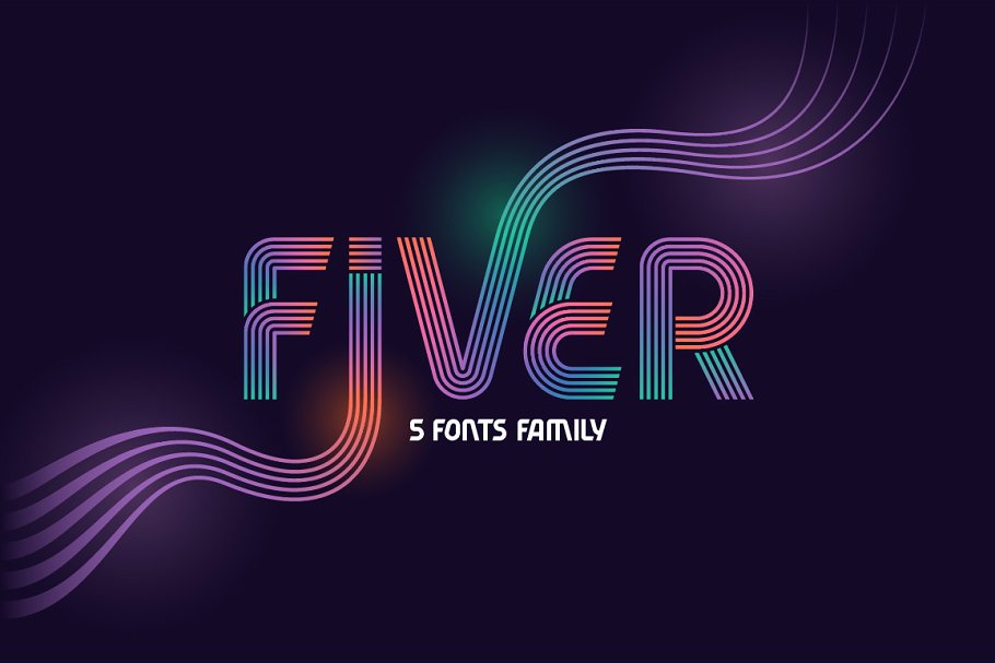 现代风格的字体套装 Modern fonts set "Fiver"