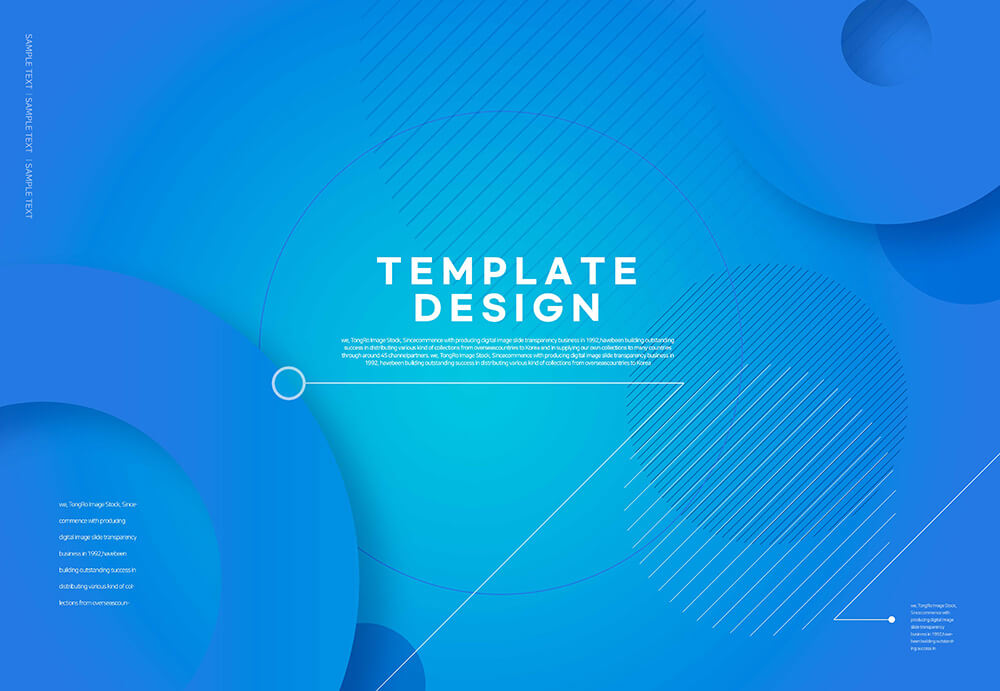 线点圆环元蓝色创意海报设计模板