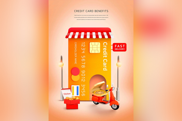 美食外卖信用卡福利海报设计模板